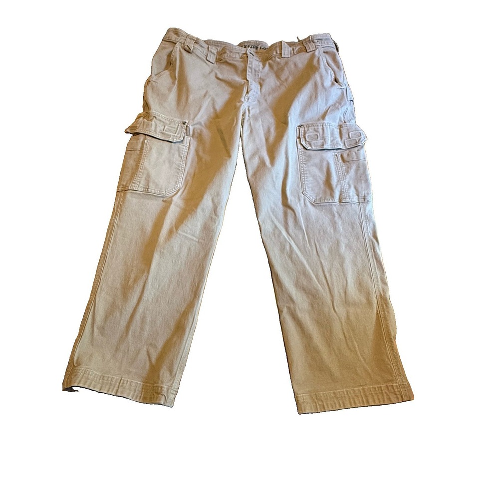 Duluth Trading Men's Tan Khaki Flex Fire Hose Cargo Pants 46x30 Relaxed Fit